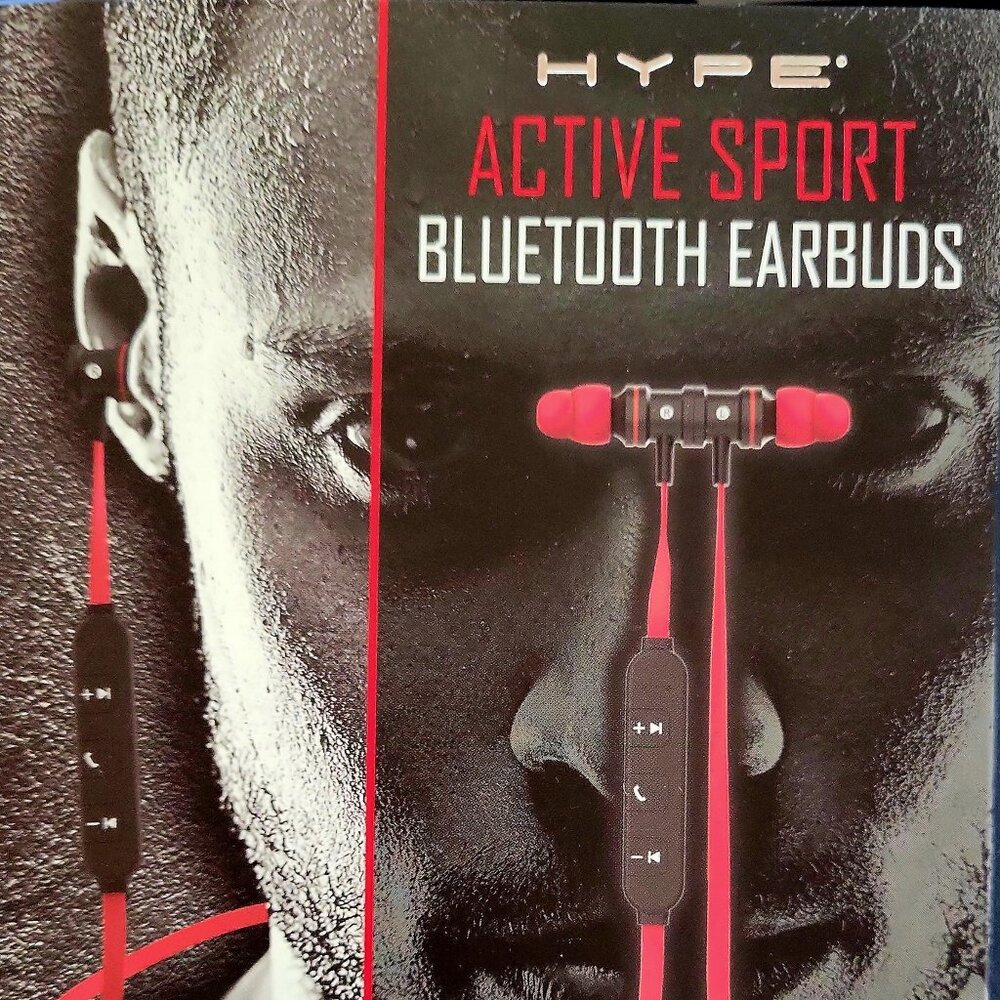 HYPE Active Sport Bluetooth Earbuds w/ Neckband Red & Black V4.1